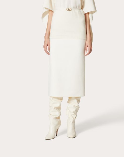 Compact Drap Midi Skirt for Woman in Ivory | Valentino US