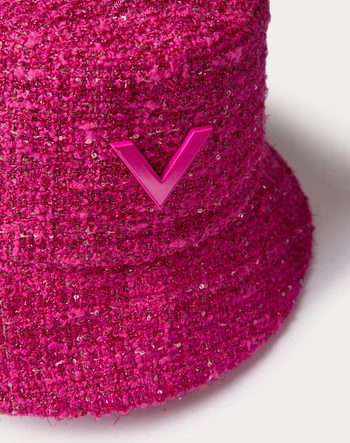 Valentino Garavani - Sombrero De Pescador De Lana Con Detalle De V - Pink Pp - Mujer - Rebajas De Bolsos Y Accesorios Para Mujer