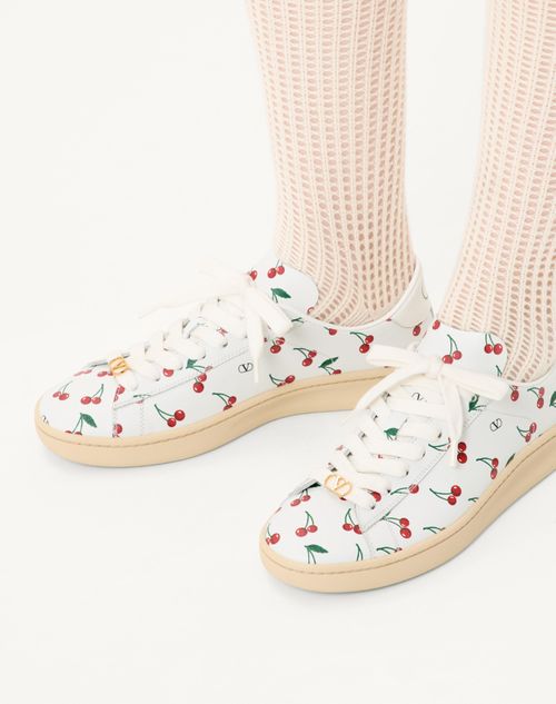 Valentino Garavani - Royco Sneaker In Nappa Calfskin With Cherryfic Pattern - White - Woman - Sneakers
