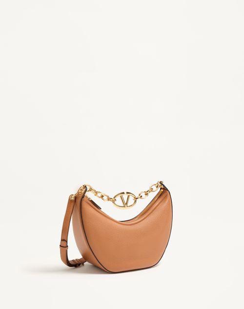 Valentino Garavani - Small Vlogo Moon Hobo Bag In Grainy Calfskin With Chain
 - Almond - Woman - Shoulder Bags