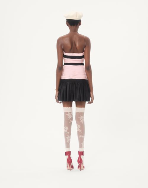 Valentino - Short Light Georgette Dress - Black/pink - Woman - Ready To Wear