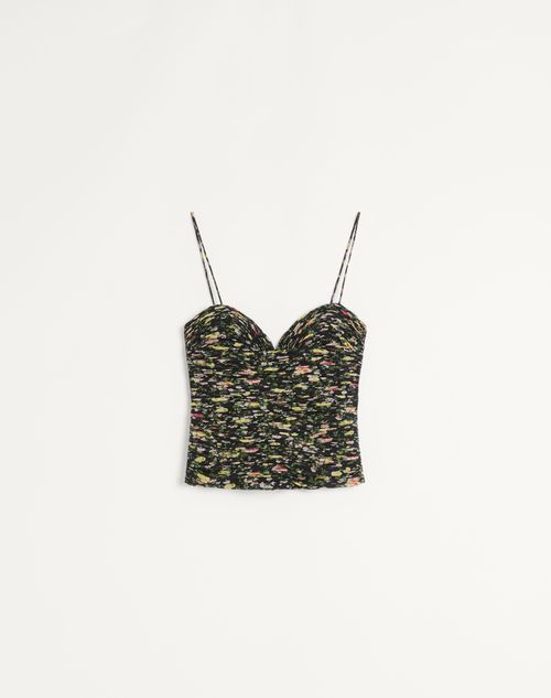Valentino - Top De Light Georgette Con Estampado Papier Floral Rose Ramage - Negro - Mujer - Camisas Y Tops