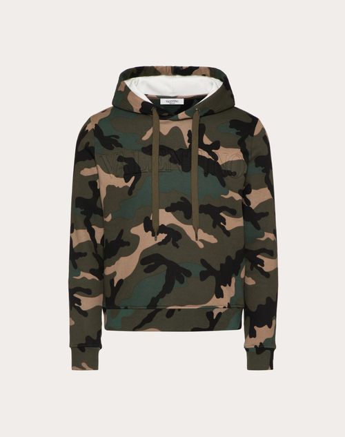 Valentino - Sweatshirt With Camouflage Print And Valentino Embossed - Military Green - Man - Gifts For Him