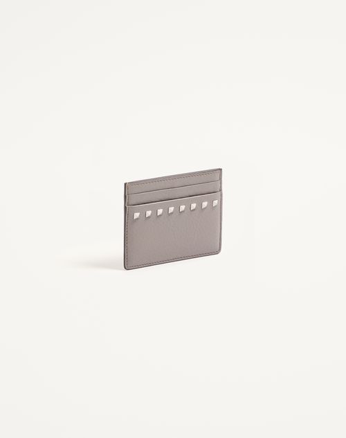 Valentino Garavani - Portacarte Valentino Garavani Rockstud In Vitello Granato - Grigio - Uomo - Portafogli E Piccola Pelletteria