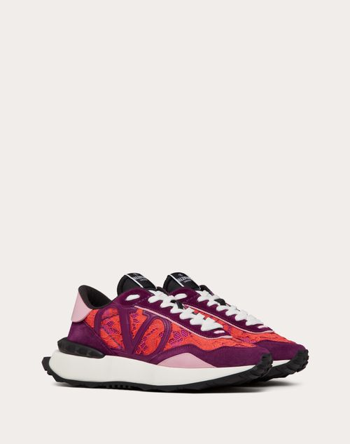 Valentino Garavani - Lace And Mesh Lacerunner Sneaker - Purple/orange - Woman - Sneakers