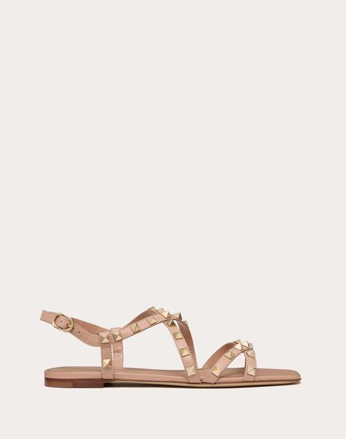 Valentino Garavani - Rockstud Sandalen Aus Kalbsleder Mit Riemchen - Rose Cannelle - Frau - Sandalen