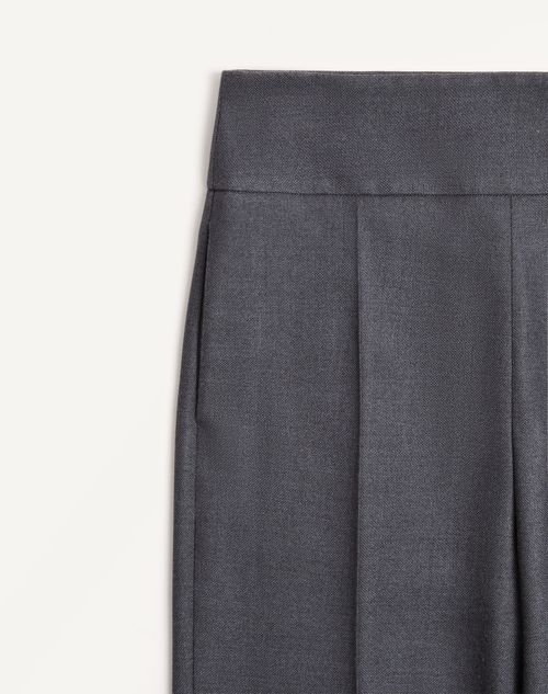 Valentino - Hose Aus Strukturierter Seidenwolle - Dunkelgrau - Frau - Hosen Und Shorts