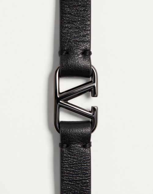 Valentino Garavani - Pulsera Vlogo Signature De Piel - Negro/rouge Pur - Hombre - Accesorios