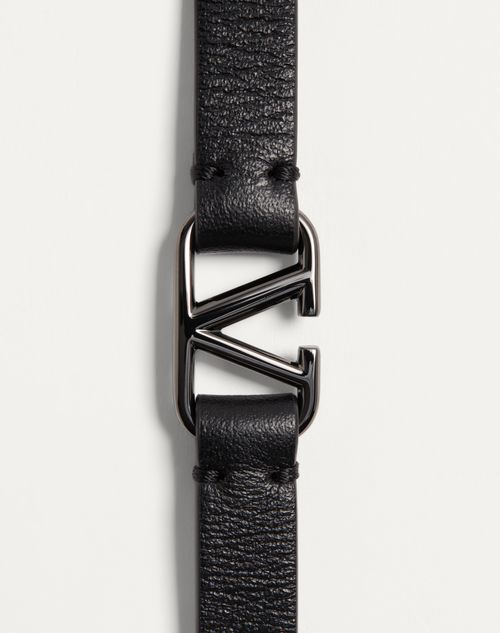 Valentino Garavani - Vlogo Signature Leather Bracelet - Black/pure Red - Man - Accessories