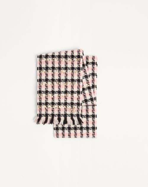 Valentino Garavani - Vlogo Signature Scarf In Wool, Cashmere And Lurex - Black/pink - Woman - Soft Accessories