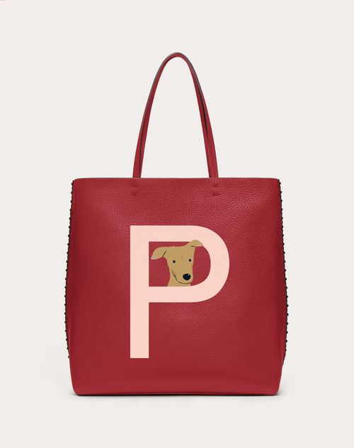 Valentino Garavani - Valentino Garavani Rockstud Pet Customizable N/s Tote Bag - Red V./poudre - Woman - Rockstud Pet Bags