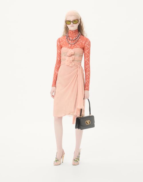 Valentino - Crepponne Chiffon Dress - Swirl Pink/gold - Woman - Dresses
