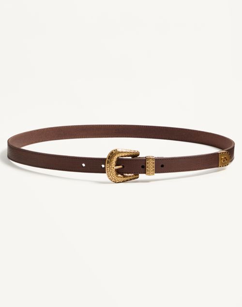 Valentino Garavani - Vlogo Signature Calfskin Belt 20 Mm - Chocolate - Man - Belts