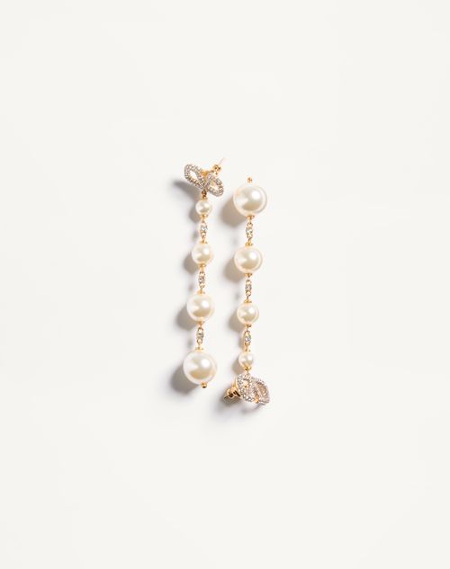 Valentino Garavani - Vlogo Signature Metal Earrings With Swarovski® Crystals And Pearls - Gold - Woman - Jewellery