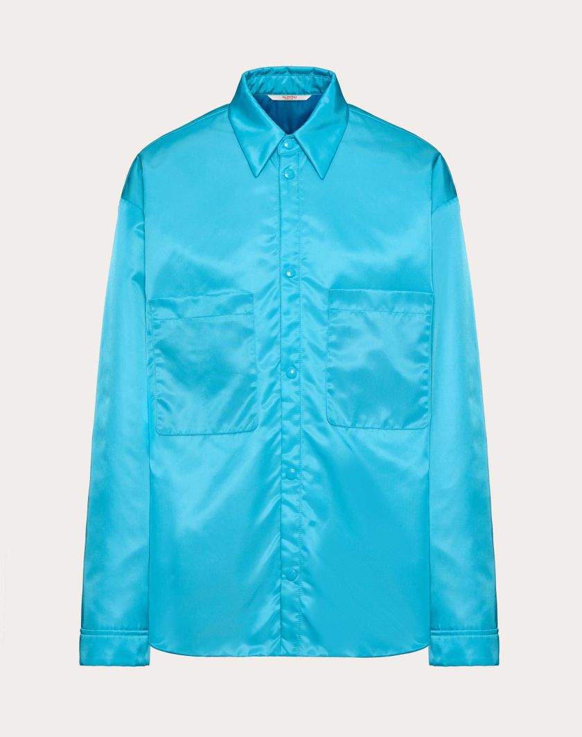 Valentino Handbags Giacca Camicia In Nylon per Uomo in Sky Blue | Valentino IT