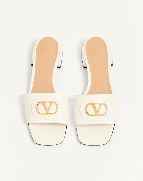 Valentino Garavani - Vlogo Signature Slide Sandal In Calfskin 20mm - Ivory - Woman - Slides And Thongs