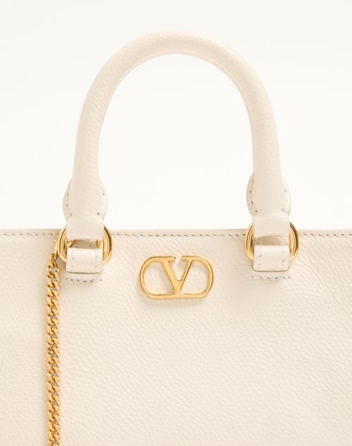 Valentino Garavani - Mini Vlogo Signature Bag In Grainy Calfskin - Ivory - Woman - Top Handle Bags
