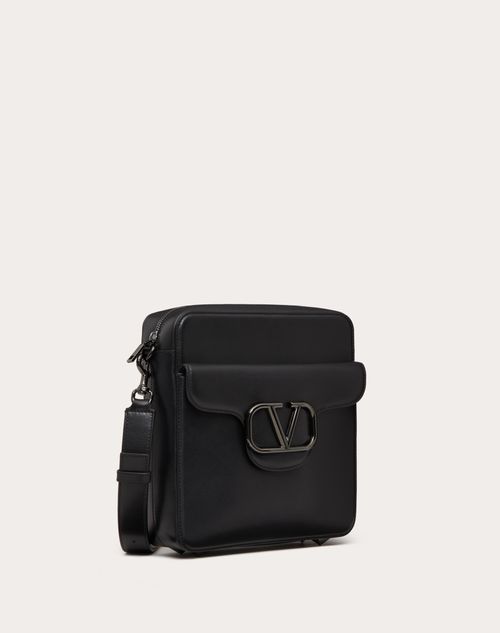 Valentino Garavani - Locò Crossbody Calfskin Bag - Black - Man - Shoulder Bags