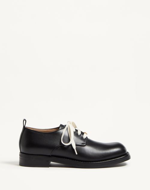 Valentino Garavani - Derby Punx In Calfskin - Black - Man - Shelf - M Shoes - Lace Ups