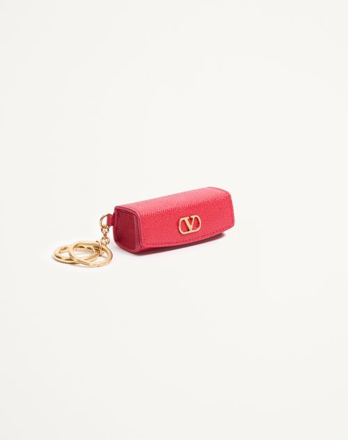 Valentino Garavani - Charm Vlogo Signature Valentino Garavani In In Vitello Granato
 - Rouge Pur - Donna - Portachiavi E Charms Per Borse