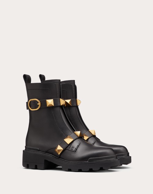 valentino roman stud calfskin combat boot