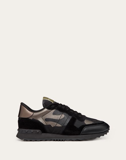 Valentino Garavani - Sneakers Rockrunner Camouflage Noir Métallisées - Noir - Homme - Baskets