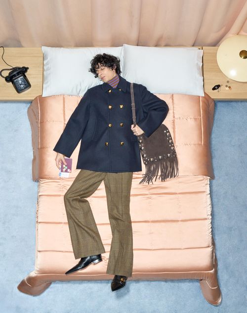 Valentino - Valentino Double-breasted Wool Felt Coat - Marine - Man - Outerwear