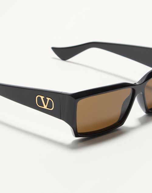 Valentino - Rectangular Acetate Eyewear - Black/yellow - Unisex - Eyewear