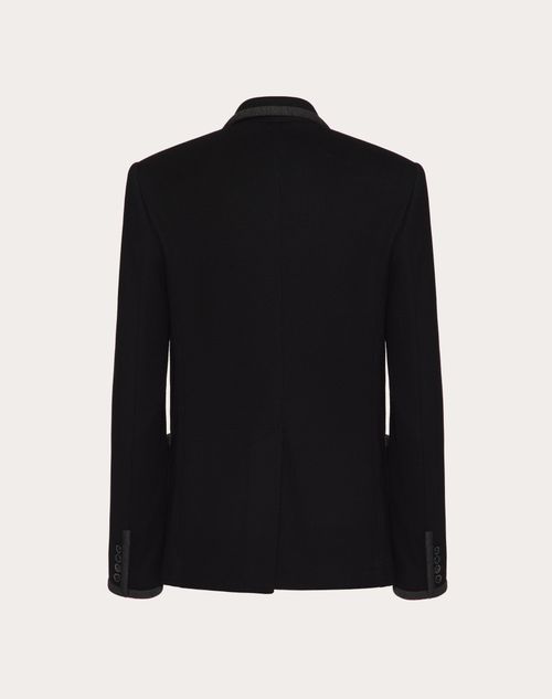 Valentino - Single-breasted Cotton Jersey Jacket With Vlogo Signature Patch - Navy - Man - Coats And Blazers