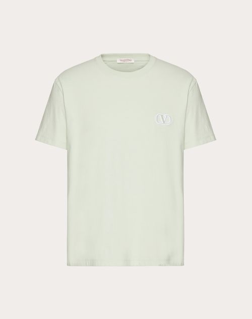 Valentino - Cotton T-shirt With Vlogo Signature Patch - Mint - Man - Shelf - Mrtw - Fashion Formal