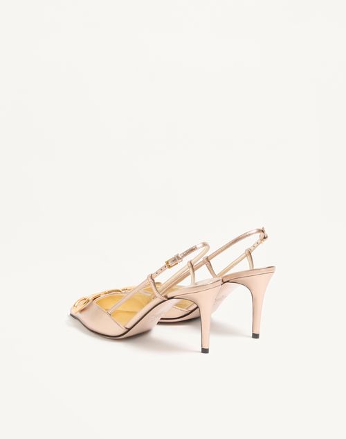 Valentino Garavani - Vlogo Signature Slingback Pump In Laminated Nappa Leather 80mm - Champagne - Woman - Pumps