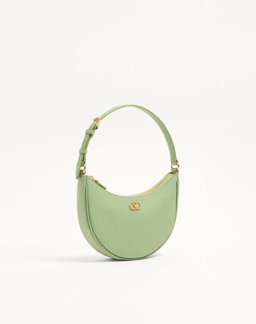 Valentino Garavani - Mini Borsa Hobo Vlogo Signature In Vitello Granato - Menta - Donna - Borse A Spalla