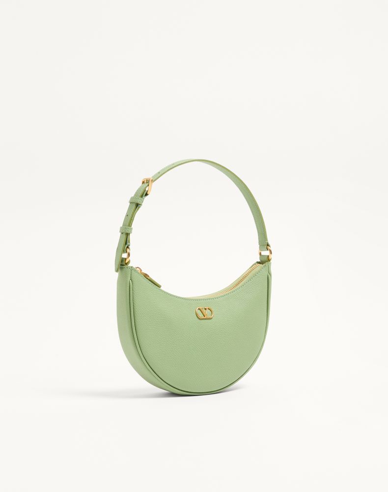 Valentino Garavani Vlogo Signature Mini Hobo Bag In Grainy Calfskin Woman Mint Uni