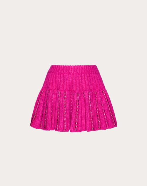 Valentino - Minifalda De Lana Mohair Bordada - Pink Pp - Mujer - Faldas