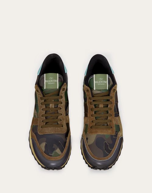 Camouflage Rockrunner Sneaker for Man in Blue/black | Valentino US