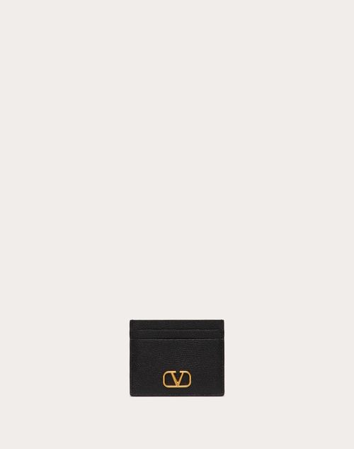 Valentino Garavani - 스탐파 알체 송아지 가죽 브이로고 시그니처 카드 케이스 - 블랙 - 여성 - 지갑 & 가죽 소품