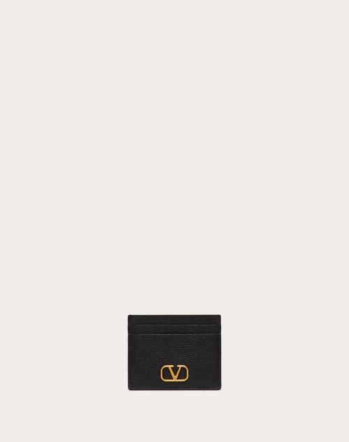 Valentino Garavani - Vlogo Signature Grainy Calfskin Cardholder - Black - Woman - Wallets & Cardcases - Accessories