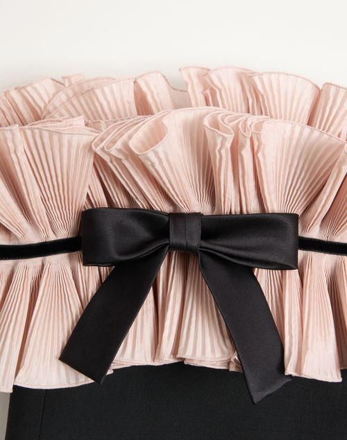 Valentino - Robe Courte En Crêpe Couture - Noir/rose - Femme - Robes
