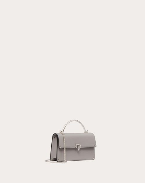 Valentino Garavani - Mini Borsa A Mano Rockstud In Vitello - Grigio - Donna - Pochette