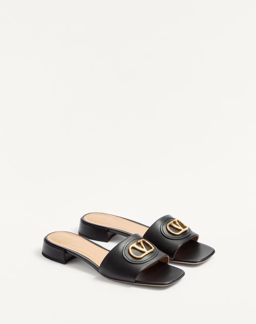 Valentino Garavani - Vlogo Signature Slide Sandal In Calfskin 20mm - Black - Woman - Shelf - W Shoes - Summer Vlogo