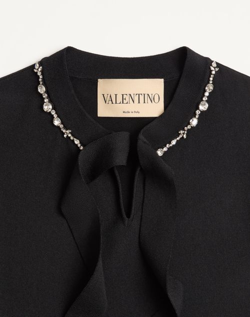 Valentino - Embroidered Knit Dress - Black - Woman - Knitwear