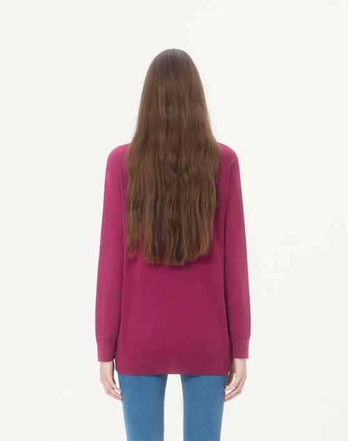 Valentino - Wool Sweater With Scarf - Raspberry - Woman - Knitwear