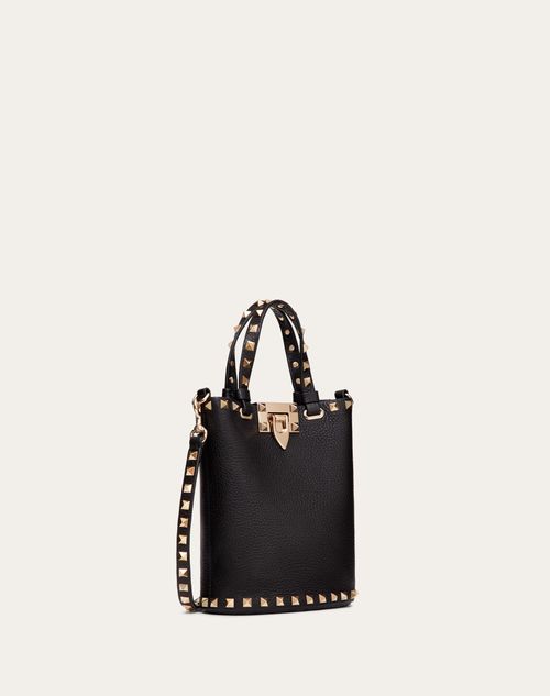 Valentino Garavani - Rockstud Crossbody Pouch In Grainy Calfskin - Black - Woman - Valentino Garavani Rockstud