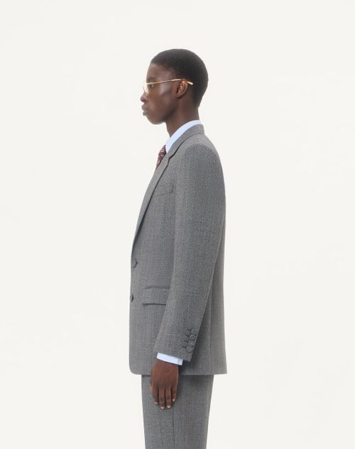 Valentino - Valentino Single-breasted Jacket In Mouliné Wool - Black/gray - Man - Coats And Blazers
