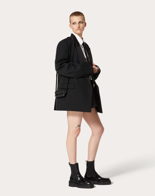 Micro Rockstud23 Shoulder Bag In Smooth Calfskin for Woman in Black