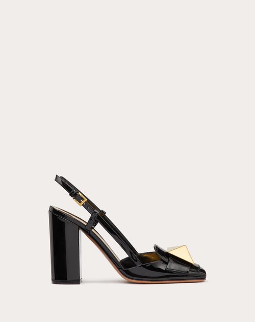 Valentino Garavani - One Stud Patent Leather Slingback Pump 100mm - Black - Woman - One Stud (pumps) - Shoes