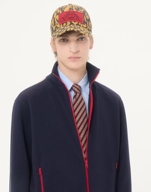 Valentino Garavani - Cravatta Valentino In Seta Regimental E Vlogo Jacquard - Bordeaux/beige - Uomo - Accessori Tessili