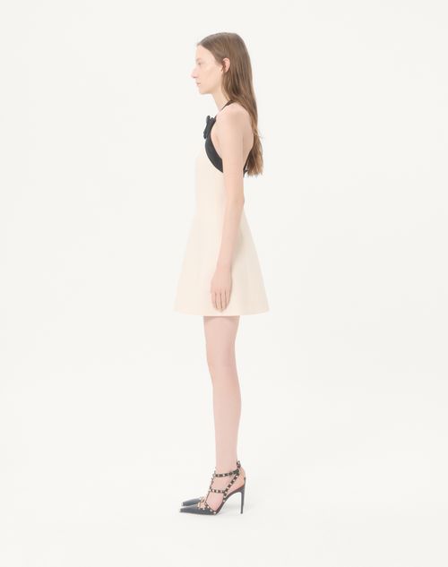 Valentino - Abito Corto In Crepe Couture - Vaniglia/nero - Donna - Abiti