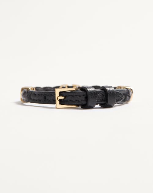 Valentino Garavani - Vlogo Signature Braided Calfskin Bracelet - Black - Woman - Jewelry