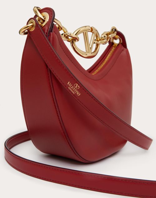 Valentino Garavani Mini Vlogo Moon Hobo Bag in Nappa Leather with Chain Woman Rosso Valentino Onesize